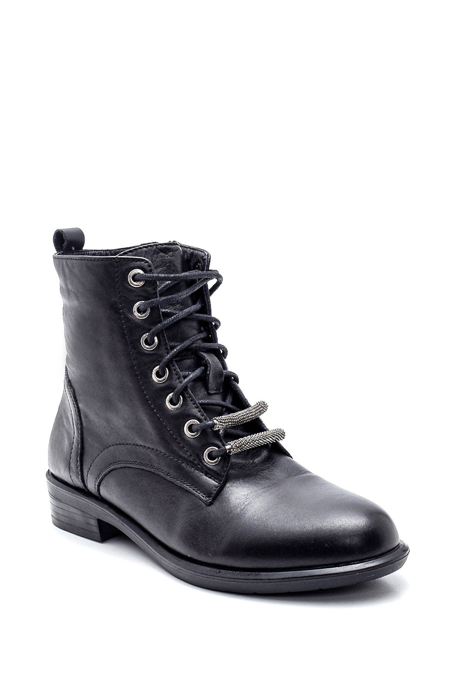 Women's Leather Accessory Detailed Boots