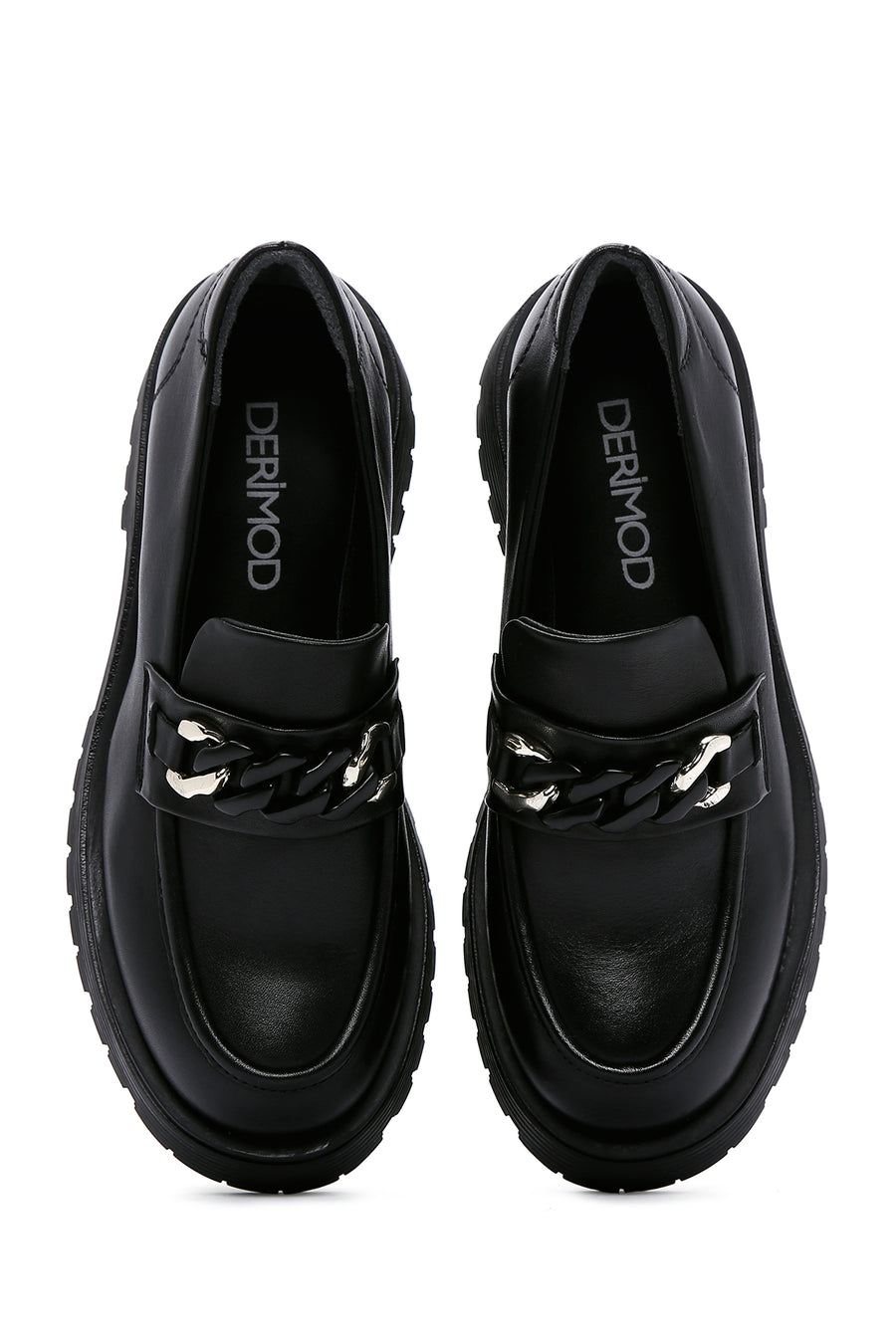 Women's Black Leather Masculine Loafer