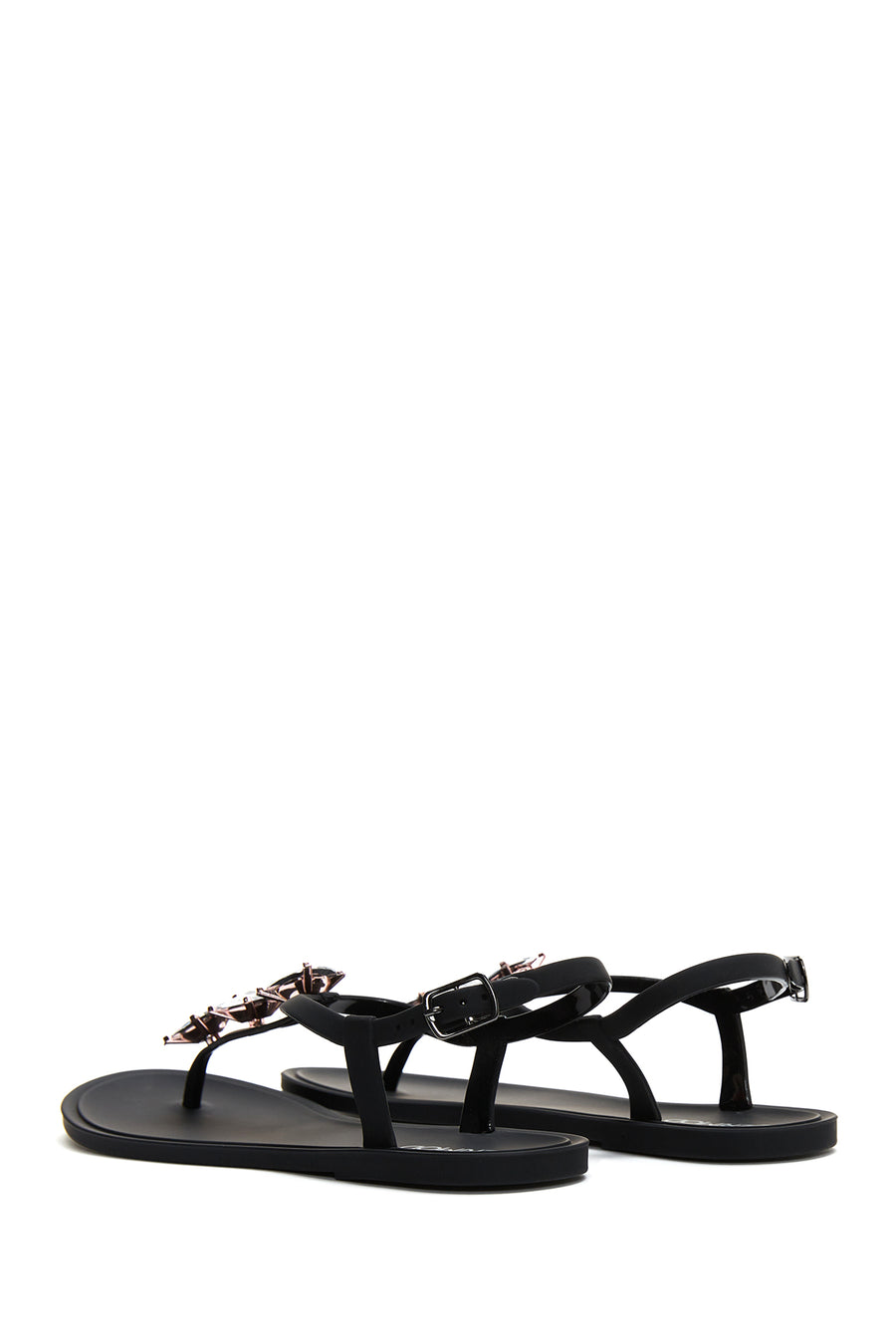 Women's Black Stone Flip Flops Sandals