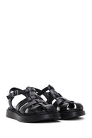 Women's Black Ankle Strap Leather Comfort Sandals | Derimod