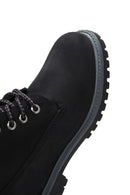 Women's Black Lace-Up Nubuck Leather Boots | Derimod