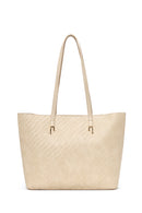 Woman Cream Long-Strap Braided Shoulder Bag | Derimod
