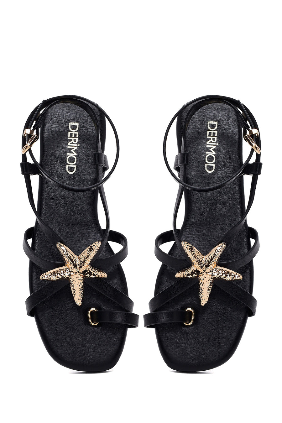 Woman Black Embellished Toe-Post Sandal