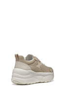 Geox Women's Beige D Xtors D - Mesh + Geobuck Lace-Up Chunky Sole Sneakers | Derimod