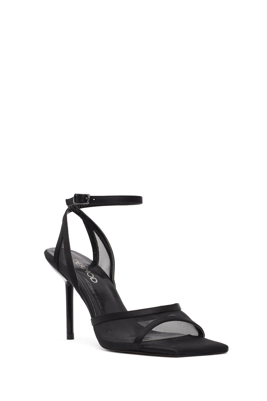 Women's Black Ankle Buckle High Thin Heel Sandals