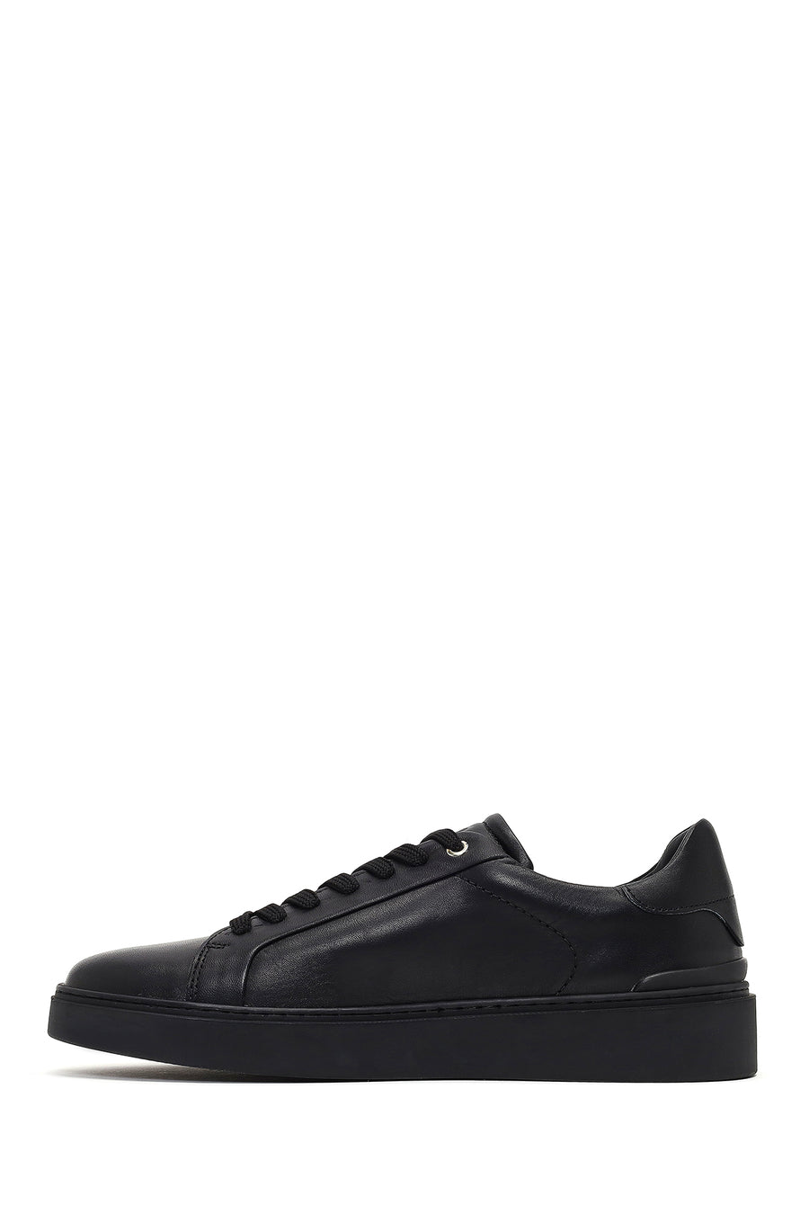 Erkek Siyah Bağcıklı Deri Sneaker