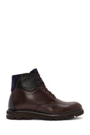 Men's Brown Lace-Up Zipper Detailed Leather Casual Boots | Derimod