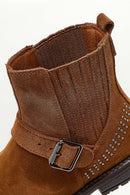 Women's Tan Suede Leather Chelsea Boots | Derimod