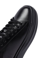 Erkek Siyah Bağcıklı Kalın Tabanlı Deri Sneaker | Derimod