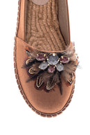 Women's Tan Stone Straw Sole Espadrille | Derimod