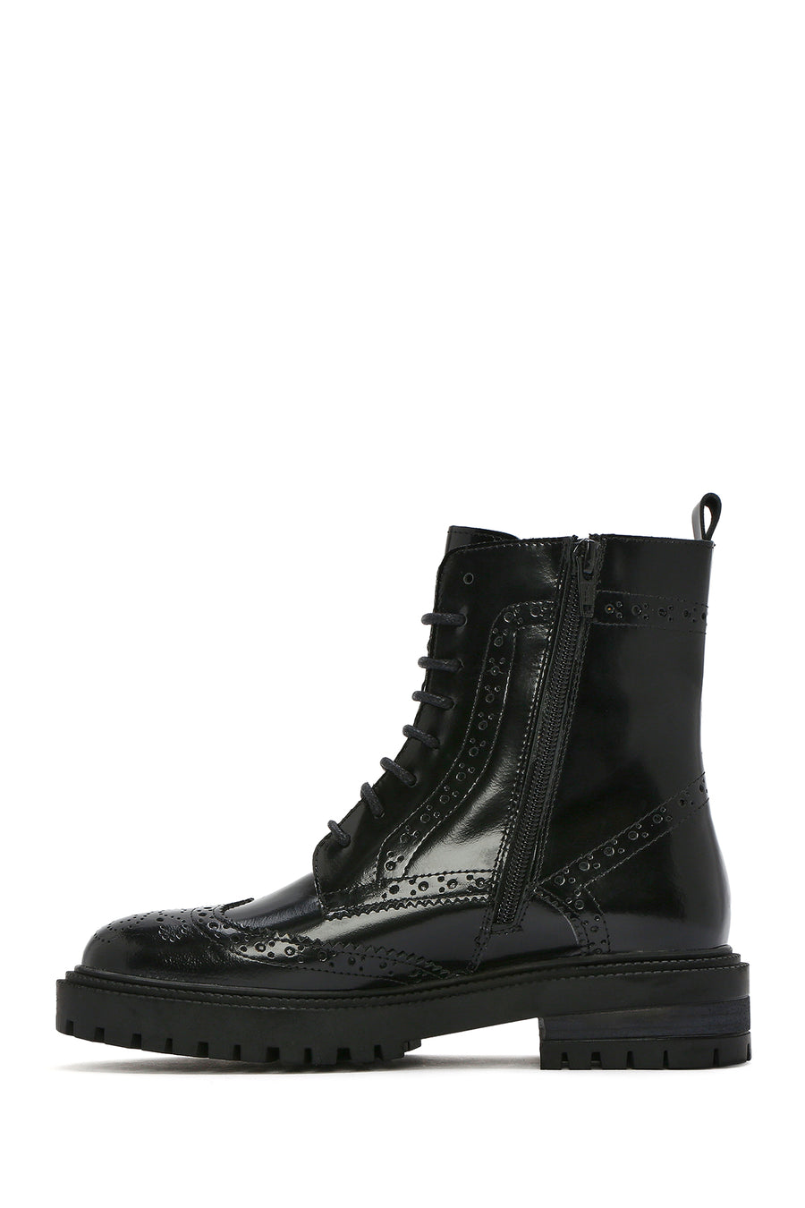 Women's Black Zippered Leather Boots