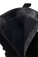 Woman Black Zip Closure Chunky-Heeled Suede Combat Boots | Derimod