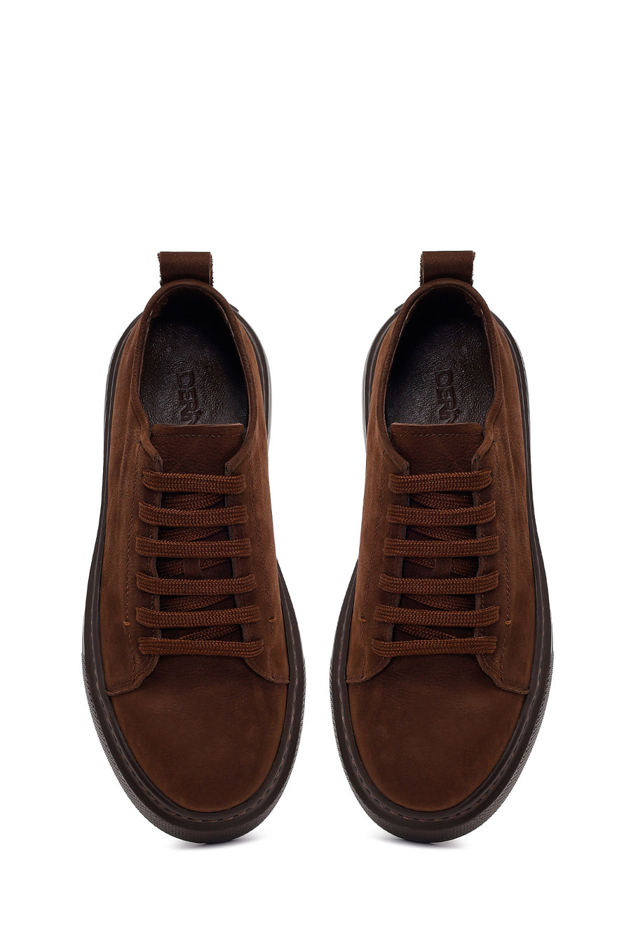 Male Brown Lace-up Thick-soled Nubuck Leather Sneaker