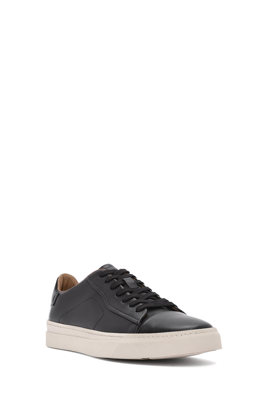 Men's Black Lace-up Leather Sneaker