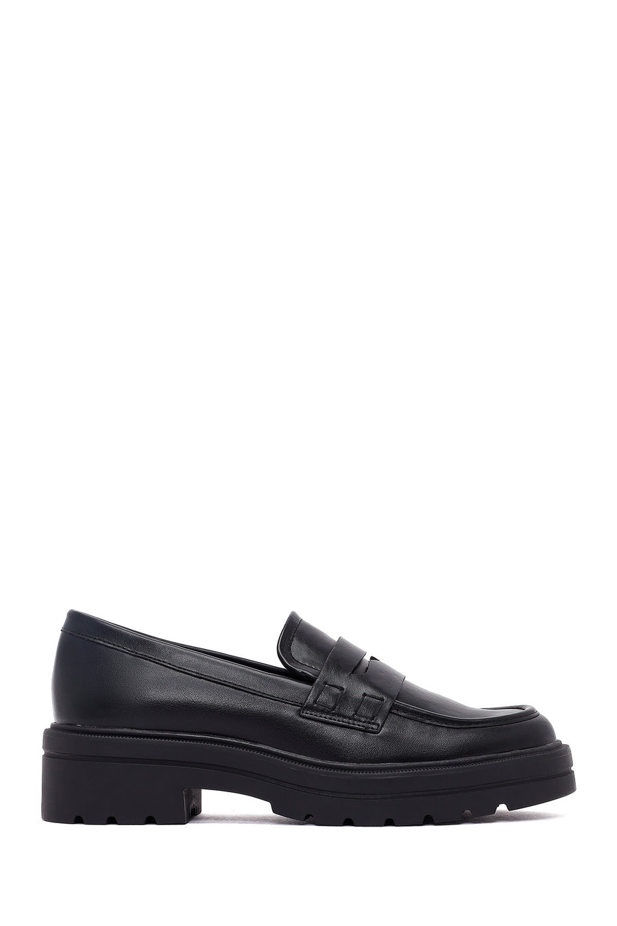Kadın Siyah Kalın Tabanlı Maskülen Loafer 25AFE480118 | Derimod
