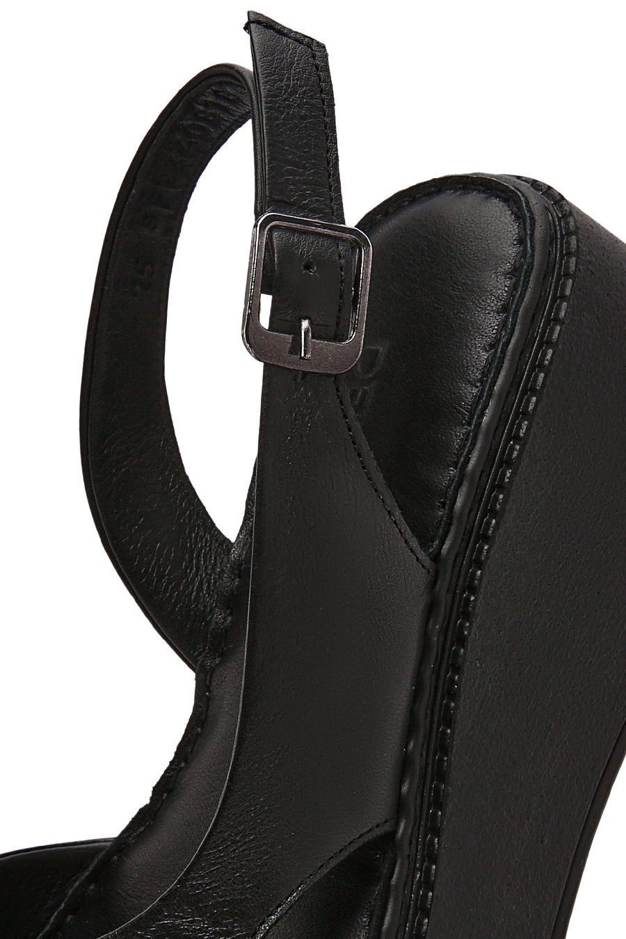 Kadın Siyah Kalın Tabanlı Deri Comfort Sandalet