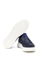 Men's Blue Suede Leather Sneaker | Derimod