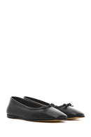 Derimod Flex Women's Black Bowknot Leather Ballerinas | Derimod
