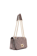 Women's Bronze Long Chain Strap Quilted Shoulder Bag | Derimod