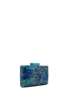 Women's Green Long Chain Strap Patterned Mini Clutch Evening Bag | Derimod