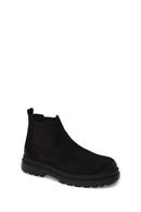 Male Black Thick-Soled Nubuck Leather Chelsea Boots | Derimod