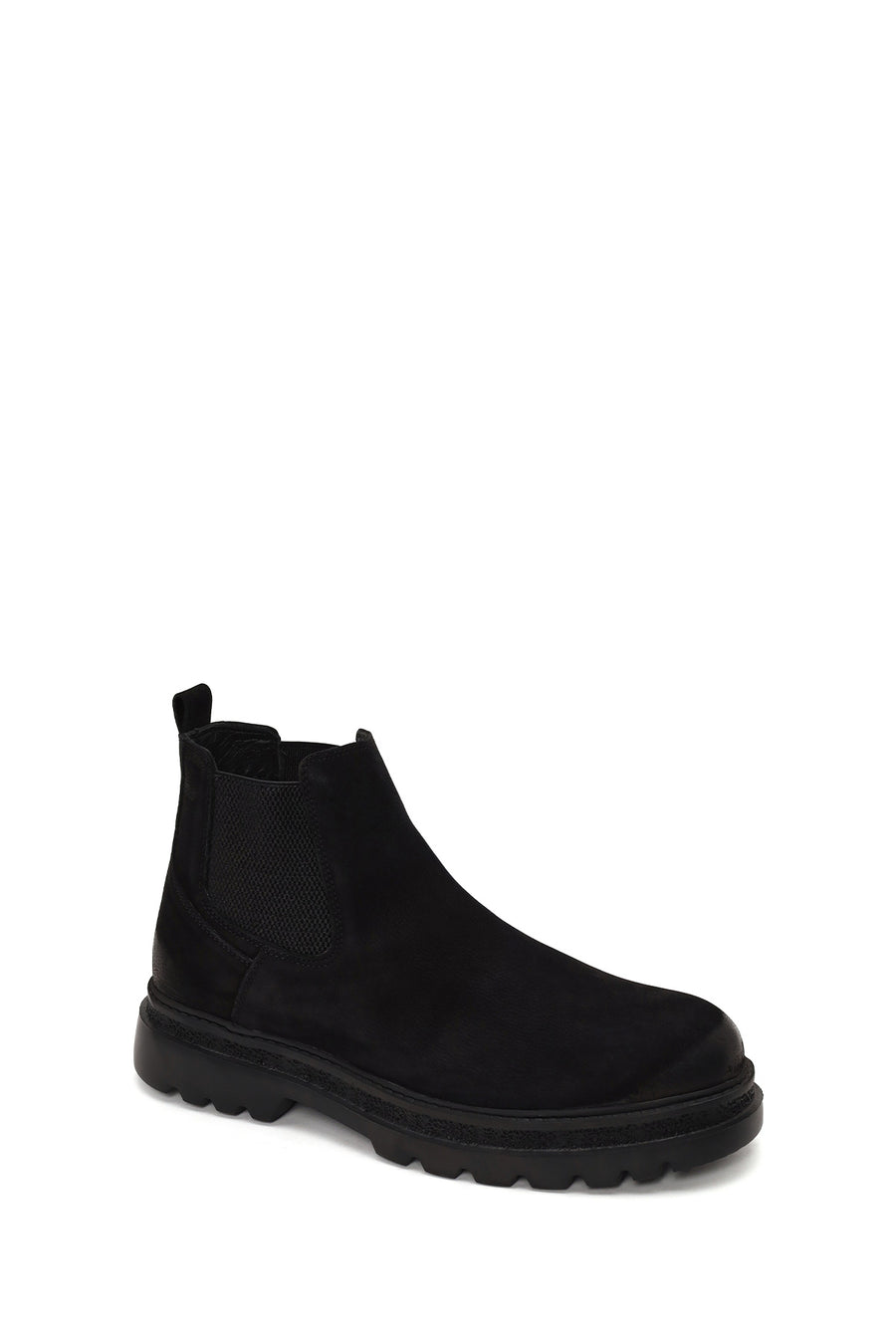 Male Black Thick-Soled Nubuck Leather Chelsea Boots