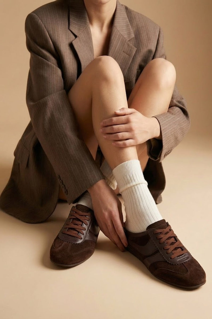 Women's Brown Mule Backless Suede Leather Sneaker