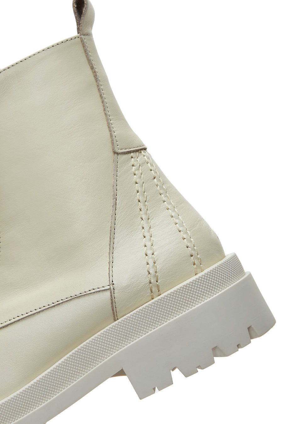 Women's Beige Leather Zippered Boots