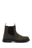 Men's Khaki Nubuck Leather Casual Chelsea Boots | Derimod