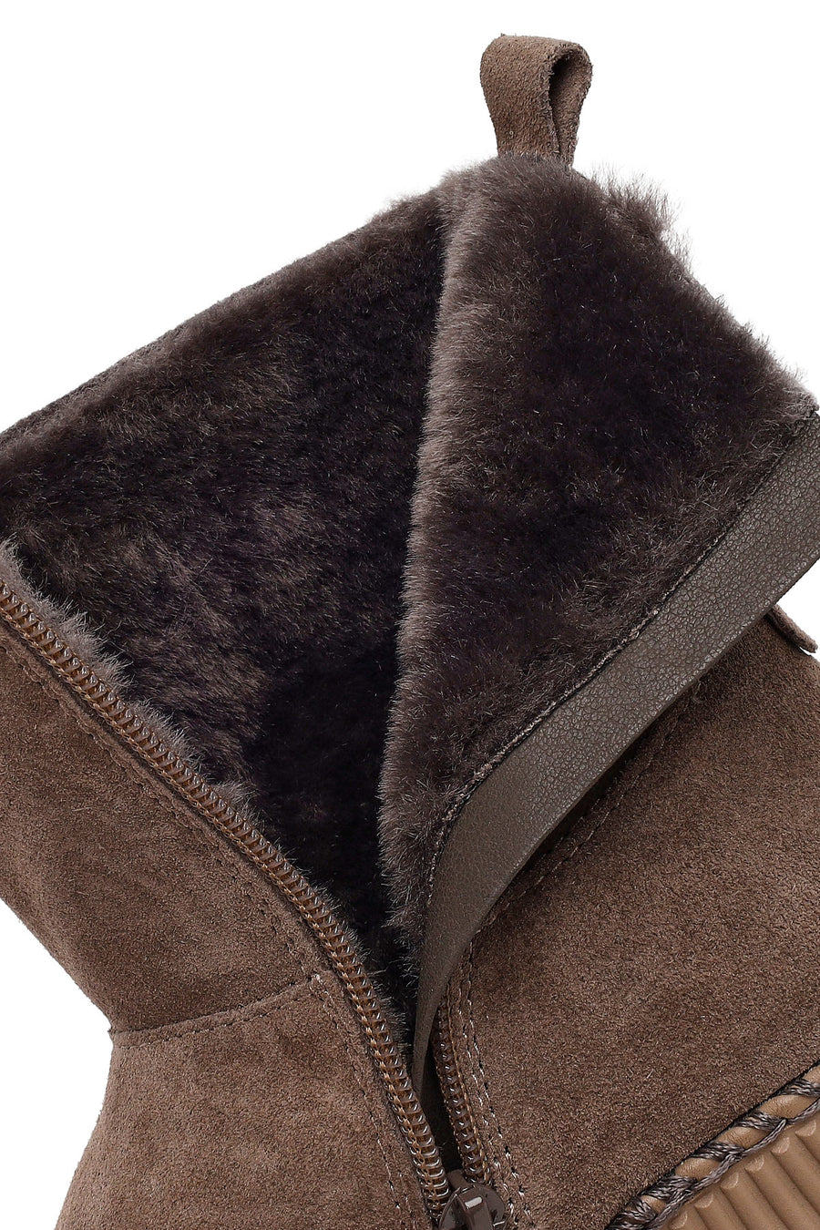 Woman Mink Zip Closure Thick-Soled Suede Boots