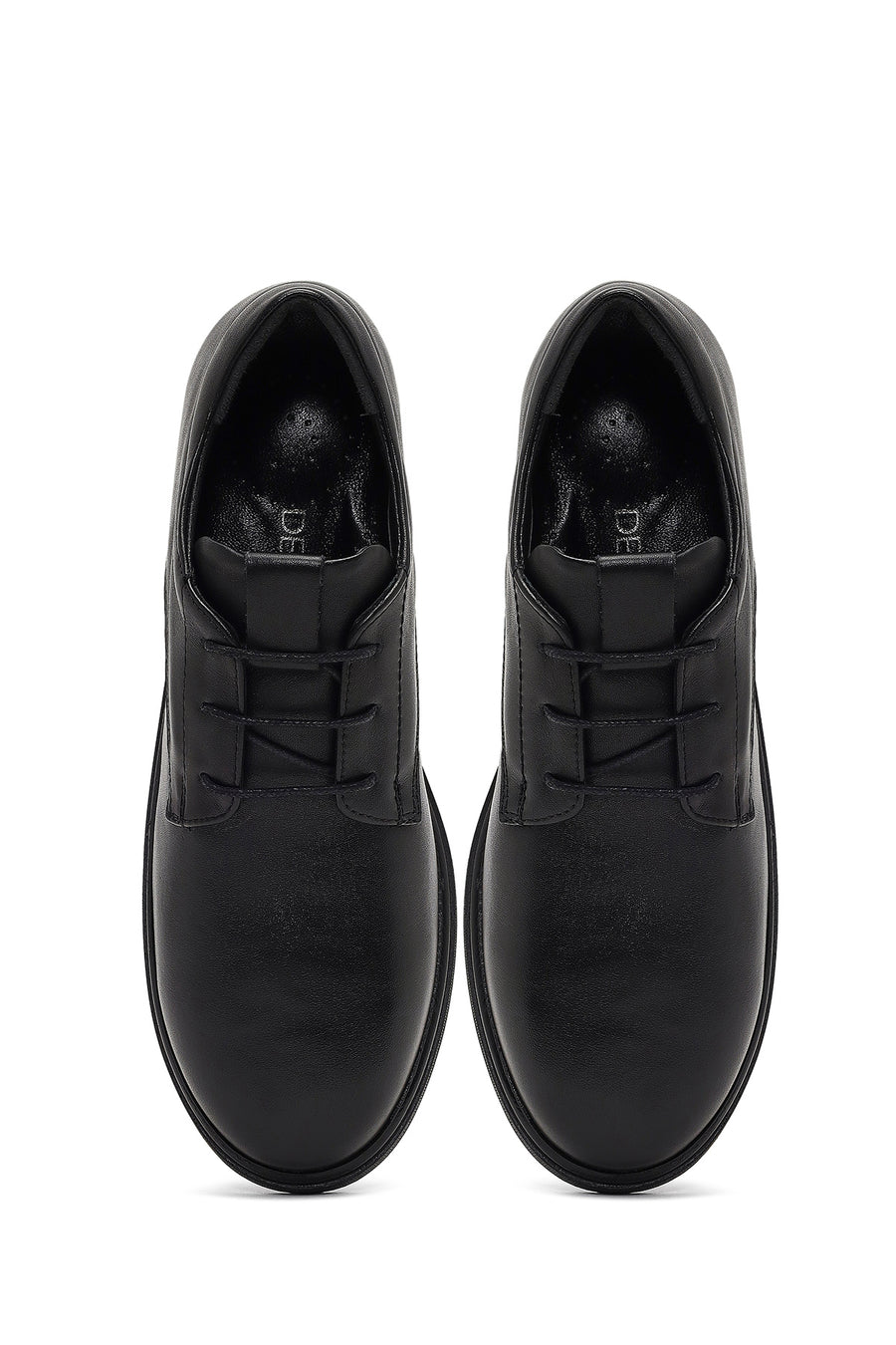 Women's Black Lace-up Leather Masculine Shoe