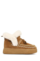 Woman Tan Thick-Soled Tasselled Suede Teddy Boots | Derimod
