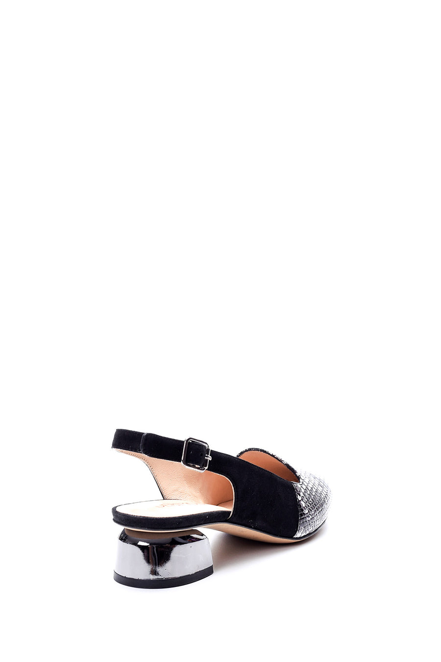 Women's Snakeskin Patterned Metal Heel Detailed Shoes