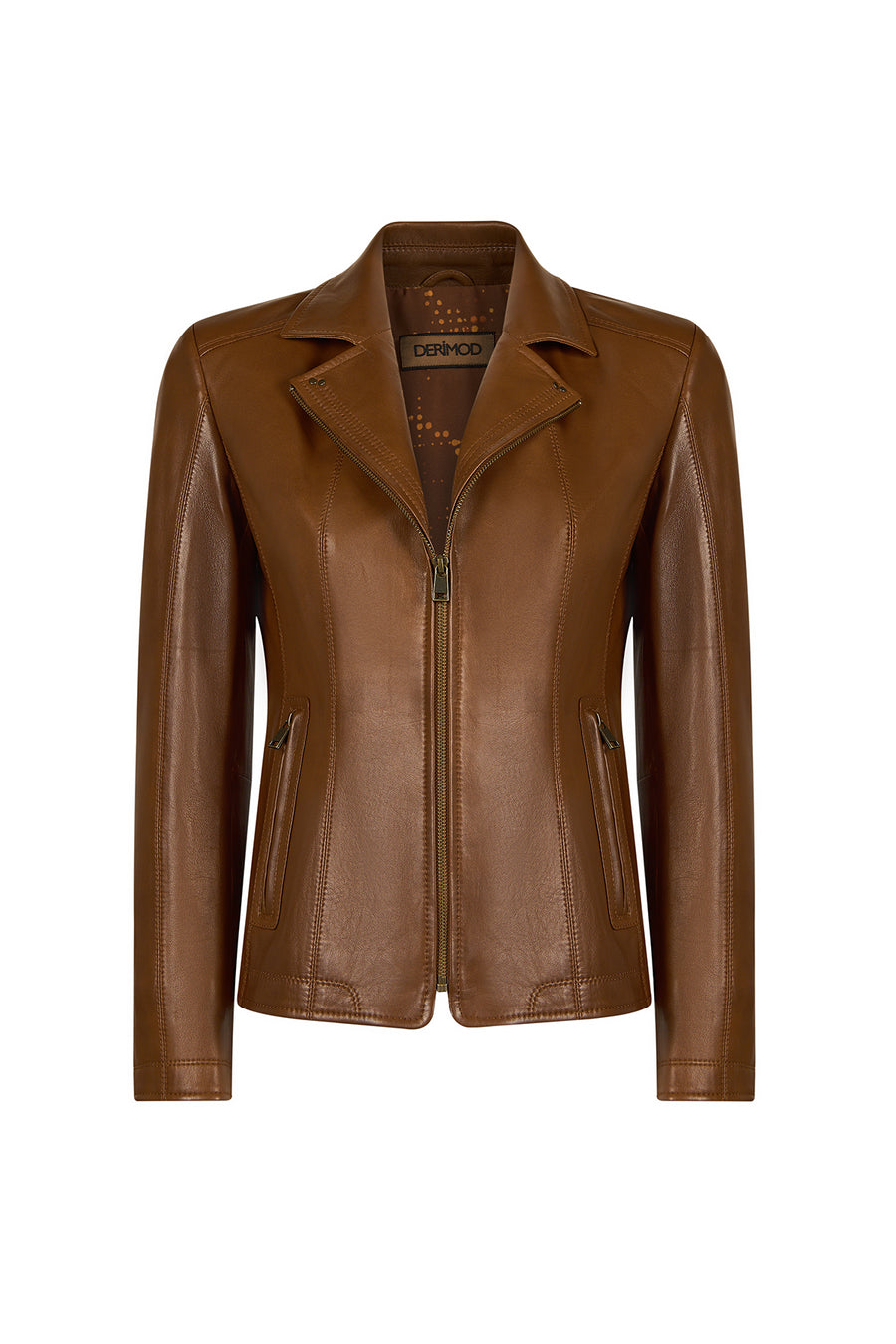 Martha Woman Camel Short Leather Jacket 26WGE572747 | Derimod