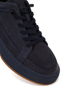 Erkek Lacivert Bağcıklı Nubuk Deri Sneaker | Derimod