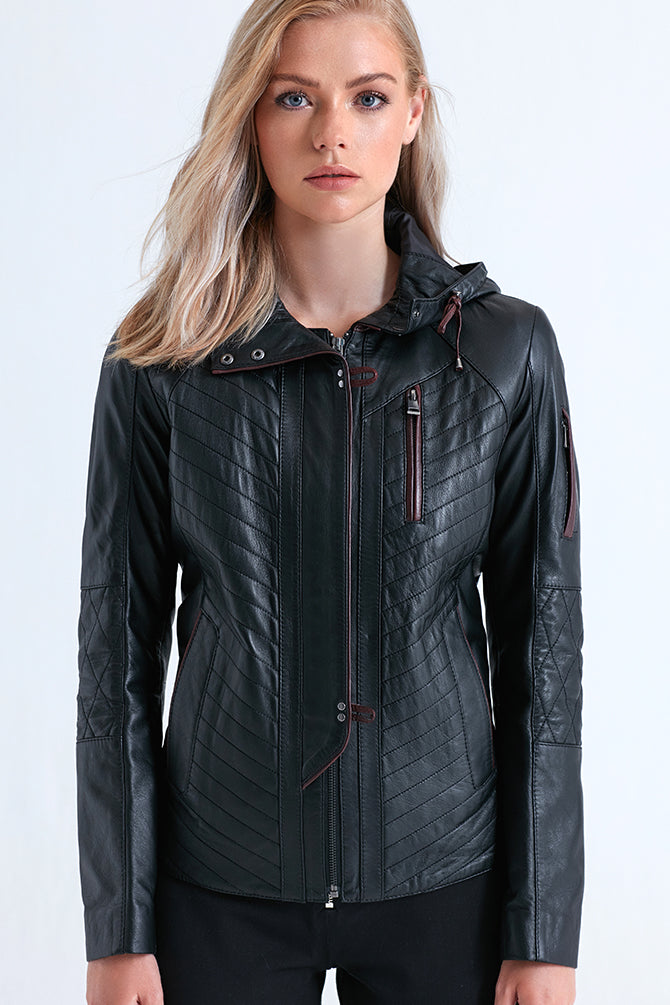Belair Women's Leather Jacket 19WGE5806U4 | Derimod