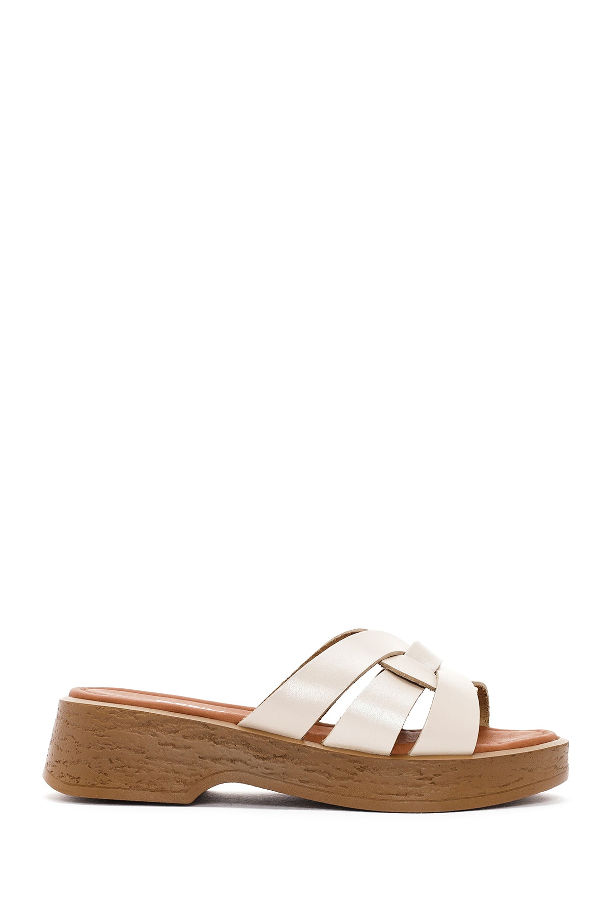 Women's Beige Leather Slippers 24SFD332218 | Derimod