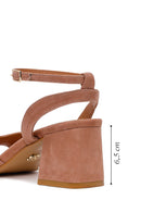 Woman Mink Ankle-Buckle Chunky-Heel Suede Leather Sandals | Derimod