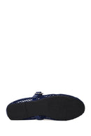 Woman Navy Mesh Ballerine Shoes | Derimod