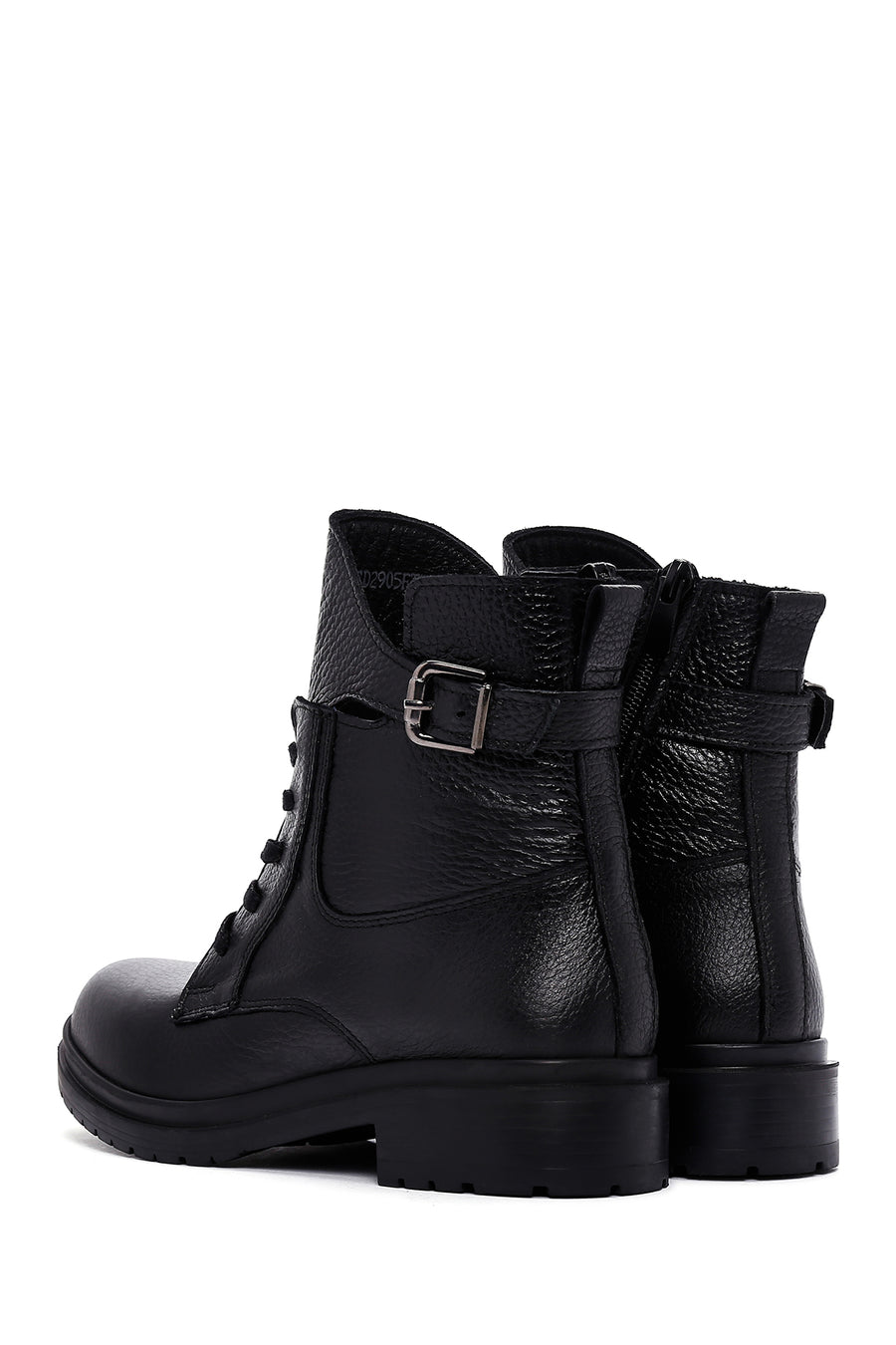 Women's Black Leather Zippered Boots