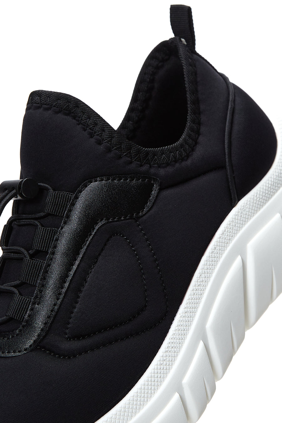 Women's Black Thick Soled Fabric Sneaker