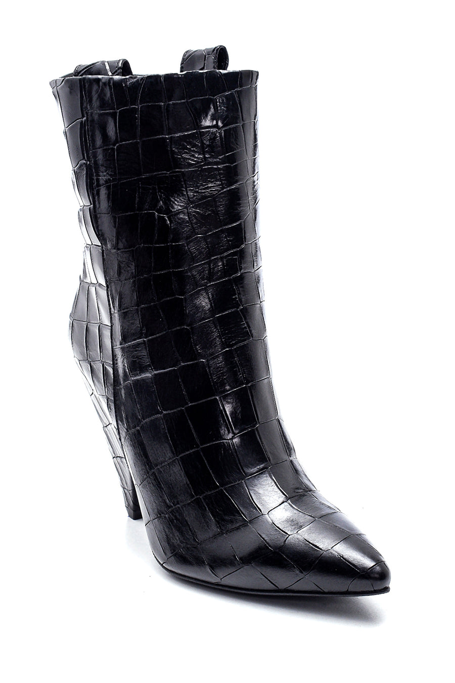 Women's Leather Crocodile Heeled Boots
