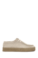 Women's Beige Suede Leather Masculine Shoes | Derimod
