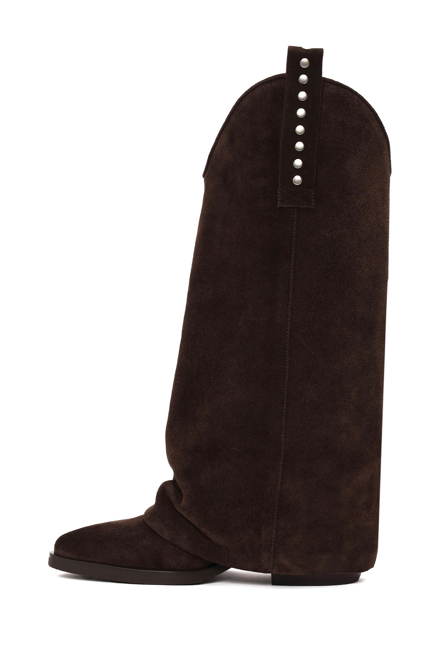 Woman Brown Thick-Heeled Suede Cowboy Boots