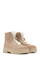 Women's Powder Suede Leather Lace Up Boots | Derimod