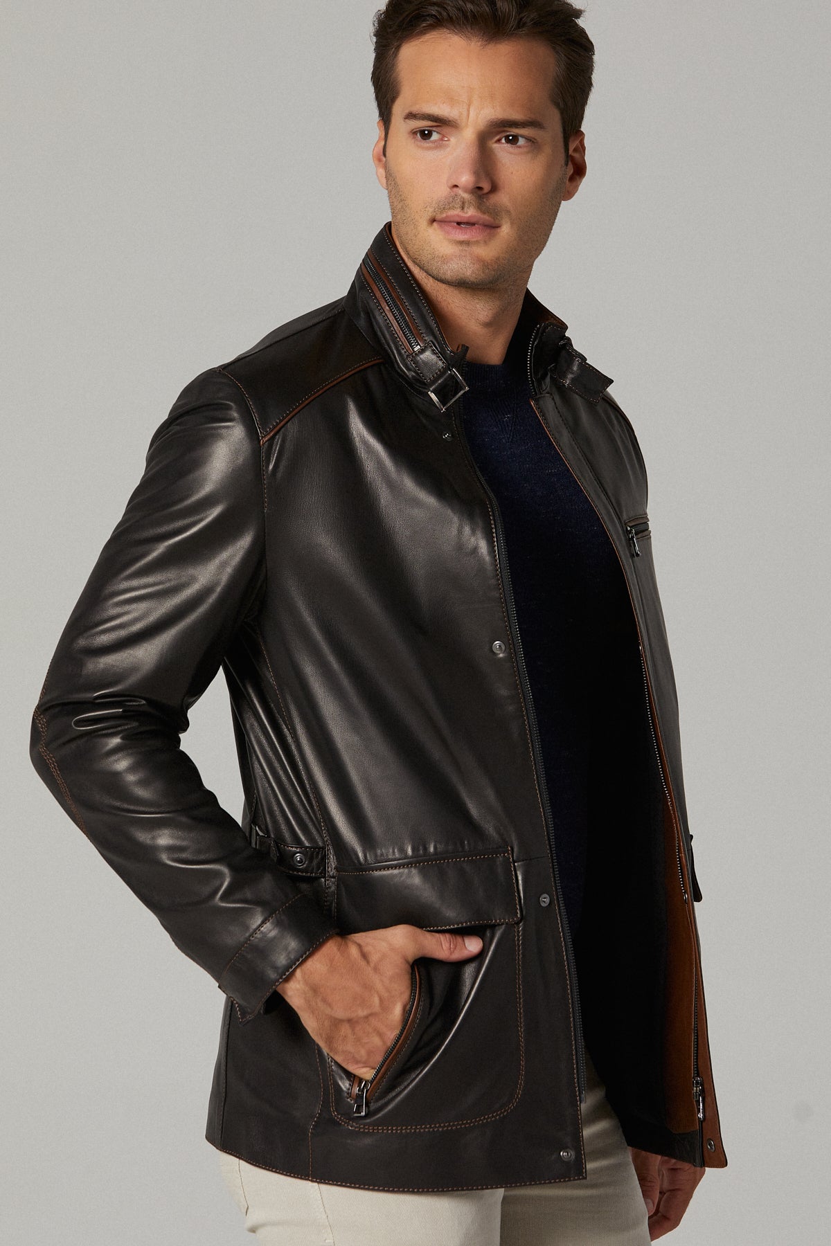 Casilla Men's Leather Jacket 19WGD6349U4 | Derimod