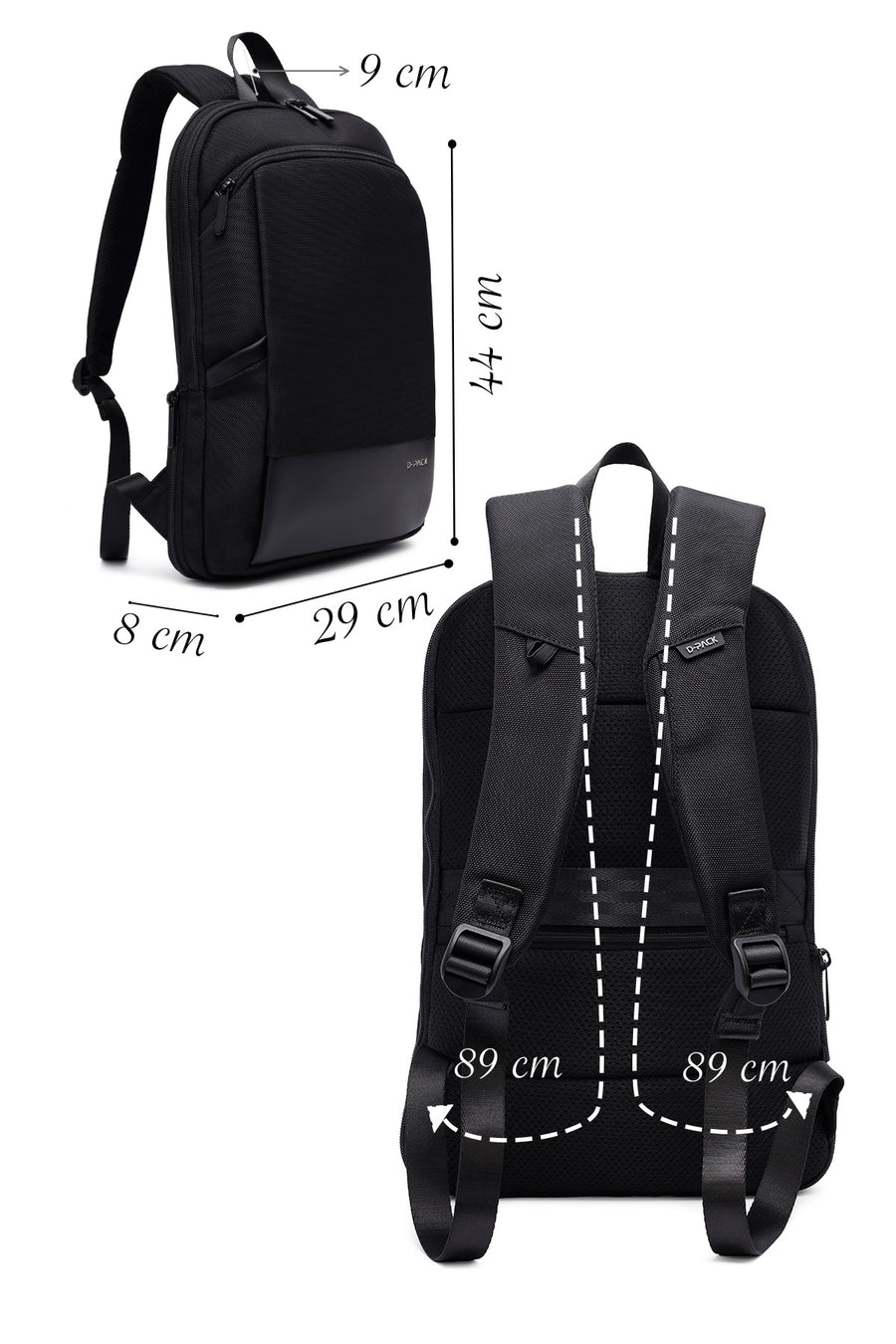 D-Pack Unisex Black Backpack