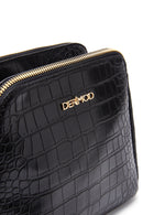 Women's Black Long Strap Crocodile Patterned Crossbody Bag | Derimod