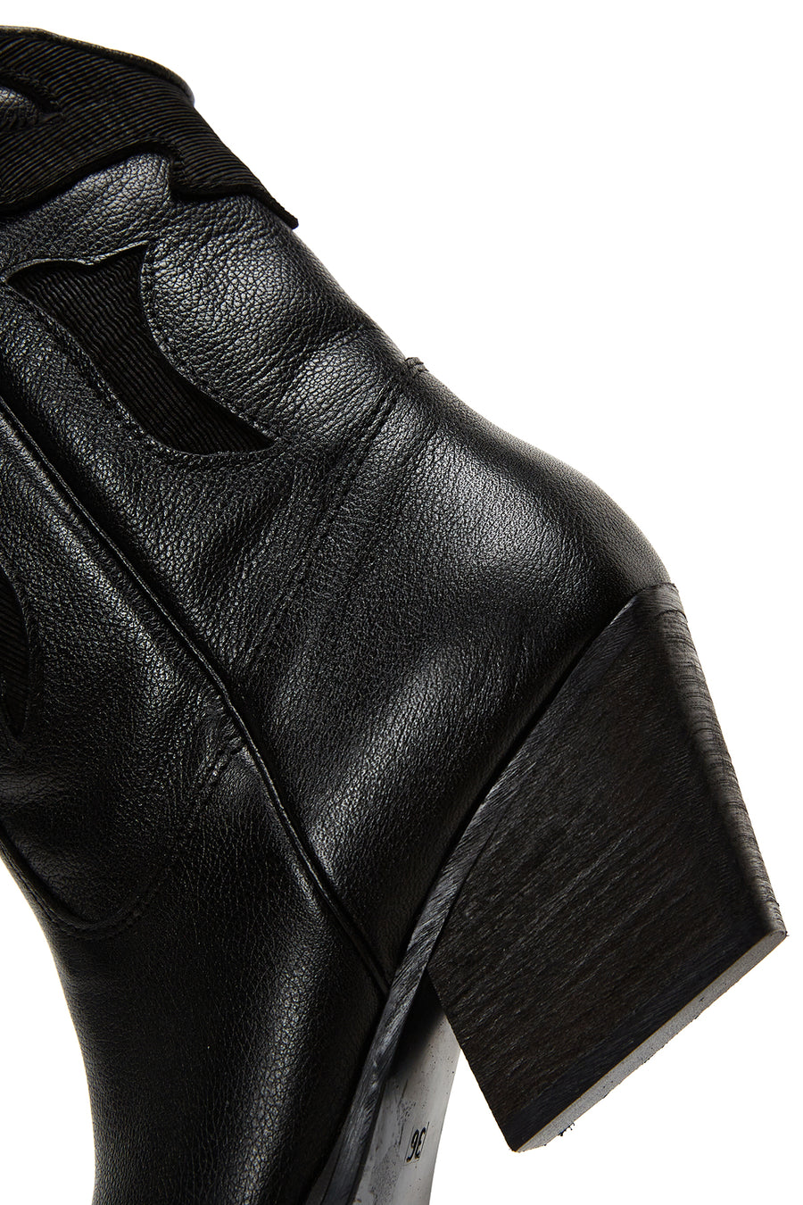 Women's Black Leather Heeled Cowboy Western Boots