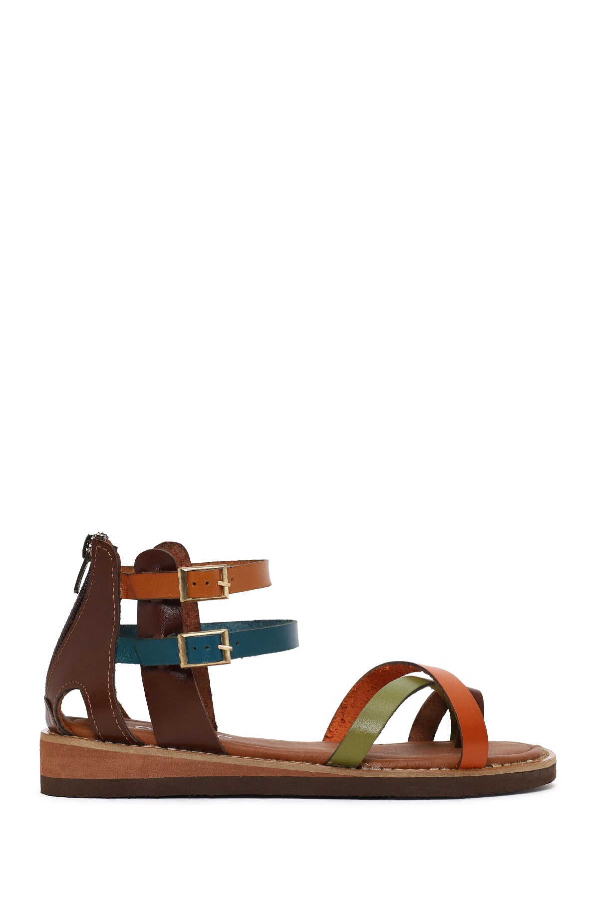 Woman Multicolor Leather Bodrum Sandal 26SFD333118 | Derimod